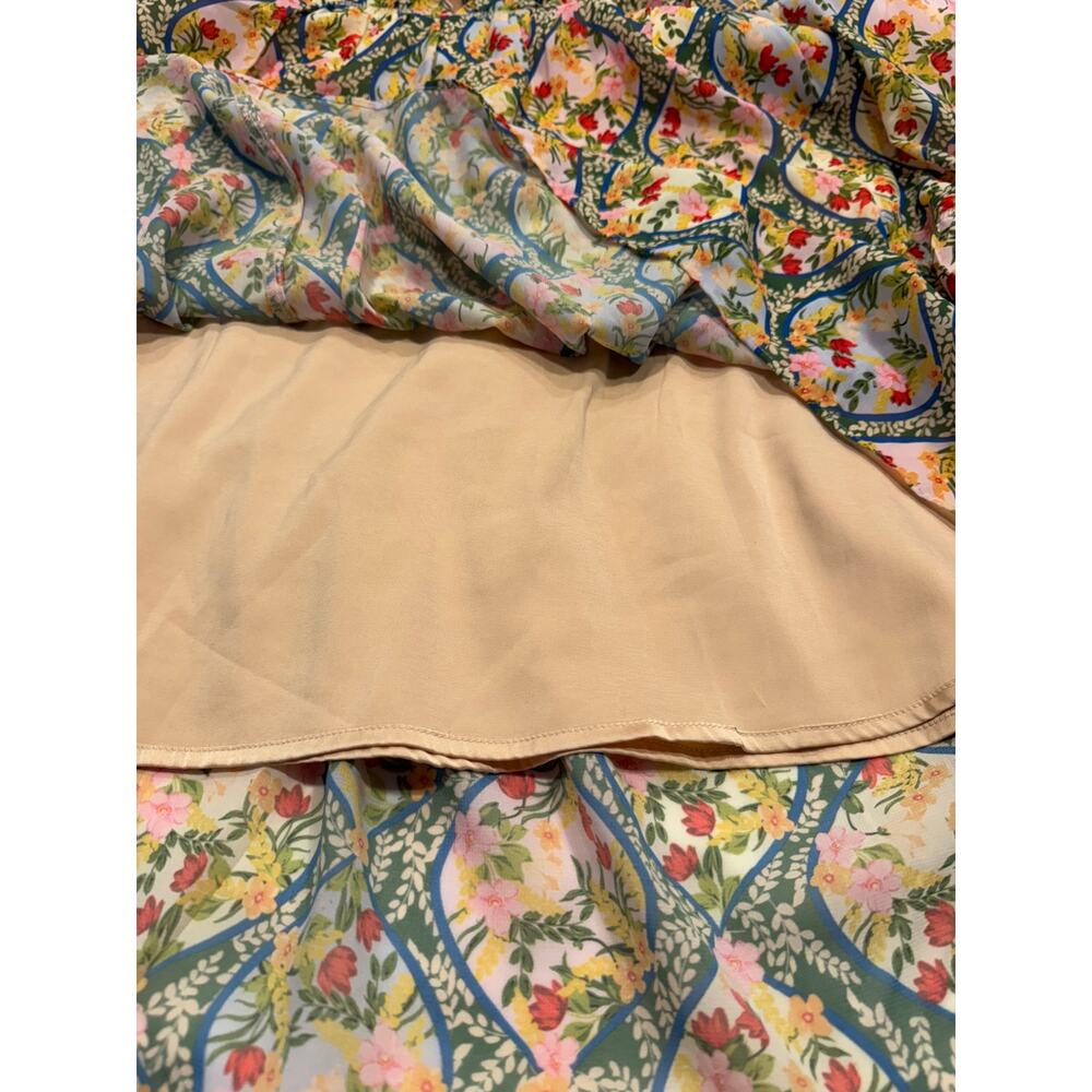 Rachel Parcell Chiffon Floral Surplice‎ Midi Dress XS Trellis Print Short Sleeve - Picture 11 of 11